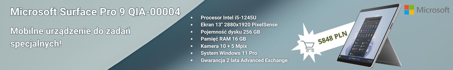 Microsoft Surface Pro 9 QIA-00004 w cenie 5848 zł brutto!